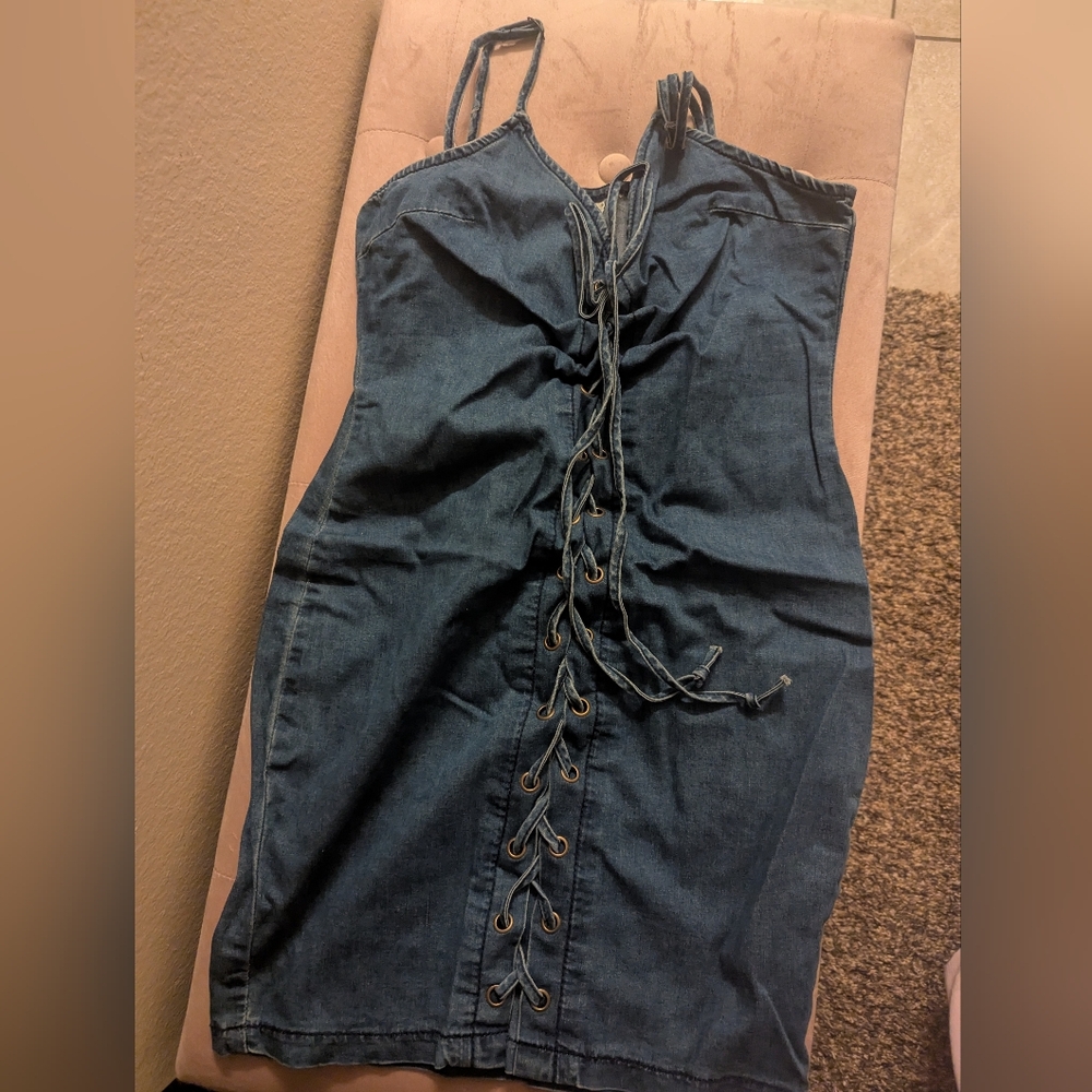 Blue Spaghetti Strap Sheath Mini Dress
